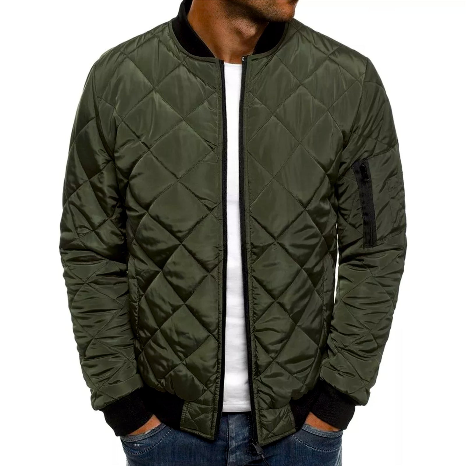 Herrenjacke im Baseball-Style und in trendigen Farben und Steppoptik