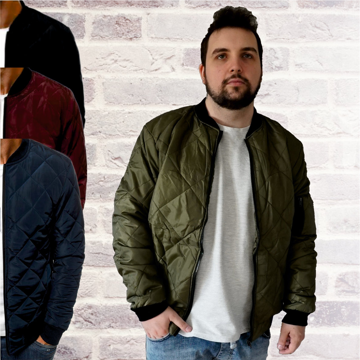 Herrenjacke im Baseball-Style und in trendigen Farben und Steppoptik