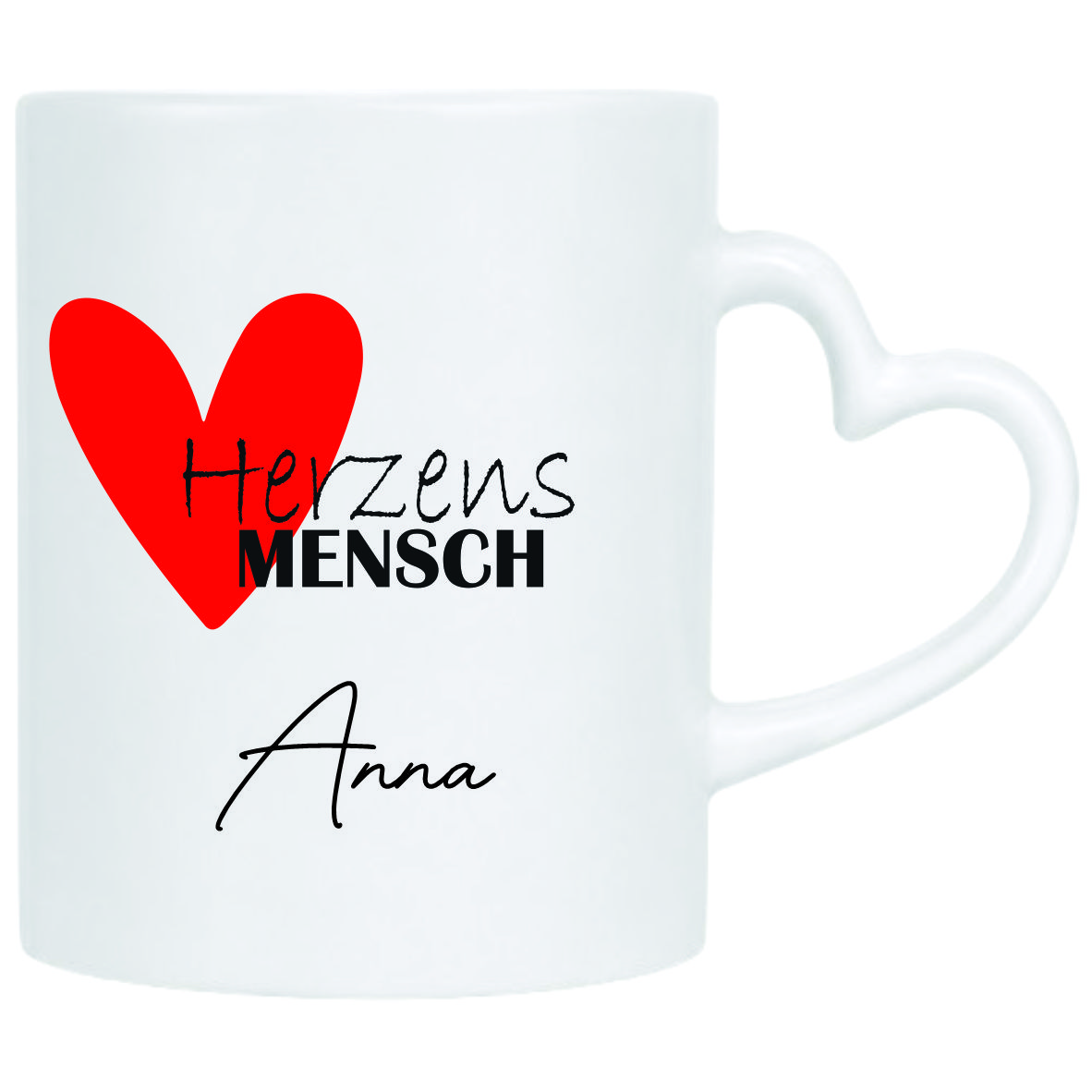 Liebestasse mit Herzgriff für den Tassendruck mit deinem Motiv